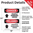 thumbnail image 2 of People Working Above Bilingual OSHA Danger Rigid Plastic Sign 24 Inch x 18 Inch - 10 Pack, 2 of 8