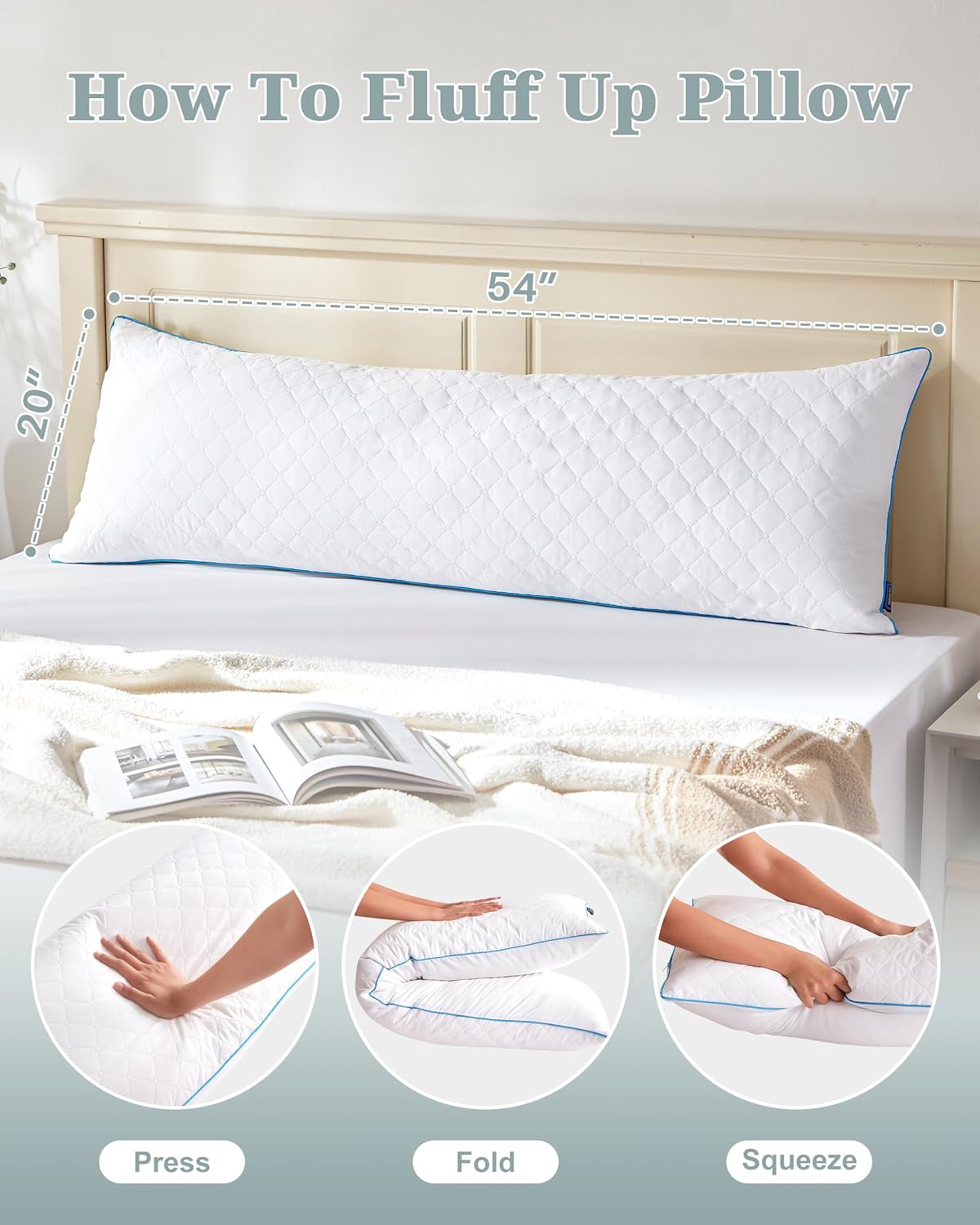 Parojati Body Pillow with Shredded Memory Foam, 20 x 54 photo 6