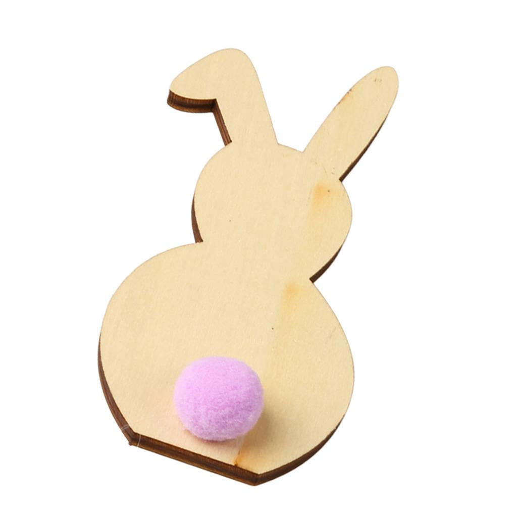 Unpainted Easter Pompon Solid Wood Rabbit DIY Crafts Holiday Home Decoration Unpainted Easter Pompon Solid Wood Rabbit DIY Crafts Holiday Home Decoration