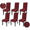 thumbnail image 1 of Stretch Chair Covers for Dining Chairs Set of 6 Decorative Jacquard Dining Room Chair Covers Washable Kitchen Chair Slip Covers for Dining Room, Hotel, Party (6, Wine Red), 1 of 7