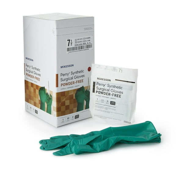 McKesson Surgical Gloves - Neoprene, Powder-Free, Sterile - Dark Green, Size 7.5, 50 Count, 4 Boxes, 200 Total