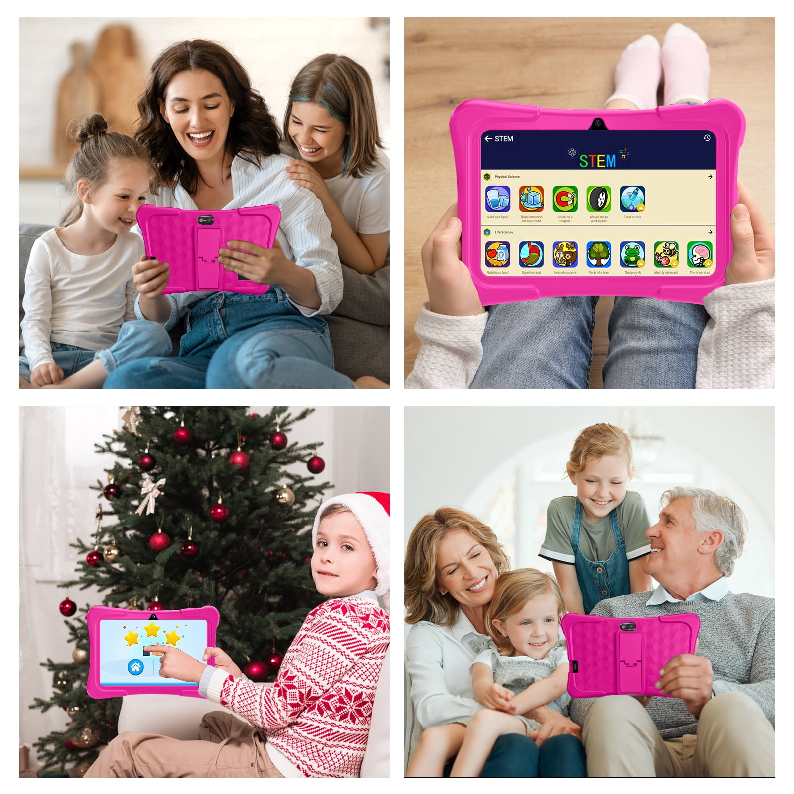 EDDBNi 7" Kids Tablet，6GB RAM 32GB ROM Android Tablet Computer for Children，parental controls，Eye Protection Toddler Tablet for Ages 4-12（Rose red）