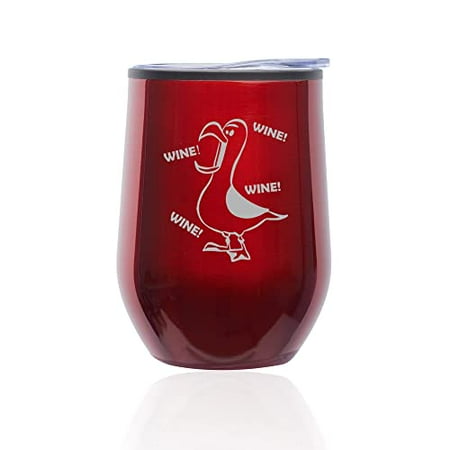 

Stemless Wine Tumbler Coffee Travel Mug Glass with Lid Wine Seagull Funny (Red)