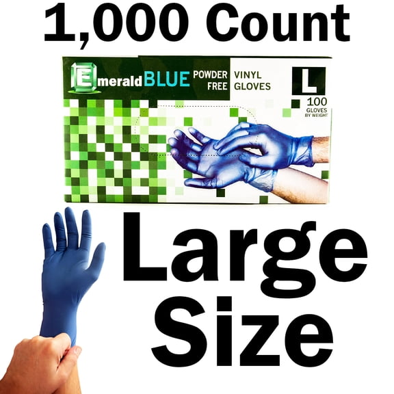 Emerald Shannon Blue Powder-Free Vinyl 4 Mil Gloves Case of 1000 (Large)