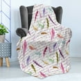 thumbnail image 4 of Feather Soft Flannel Fleece Throw Blanket, Colorful Feathers and Hand Written Text Romantic Retro Style Antique Design, Cozy Plush for Indoor and Outdoor Use, 70" x 90", Multicolor, by Ambesonne, 4 of 5