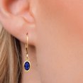 thumbnail image 3 of Gem Stone King 14K Yellow Gold Blue Sapphire Dangle Earrings for Women | 1.14 Cttw | Gemstone September Birthstone | Oval 7X5MM, 3 of 6