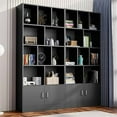 thumbnail image 2 of Cozy Castle 70" Tall Black Bookshelf with 12 Cubes and 2 Doors, 4-Tier Open Shelf Bookcase with Cabinet, Modern Cube Storage Organizer for Living Room, and Office, 2 of 7
