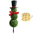 thumbnail image 2 of Dserfhy Christmas Snowman Topiary Artificial Snowman Shaped Topiary Tree with Bow And Hat Outdoor Boxwood Topiary with Stake for Home Porch Decor, 2 of 8