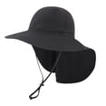 thumbnail image 3 of Domzle Womens Ponytail Sun Hat Wide Brim Quick Drying Hat with Neck Flap Summer UV UPF50+ Mesh Hats for Outdoor Hiking Fishing Black One Size, 3 of 7