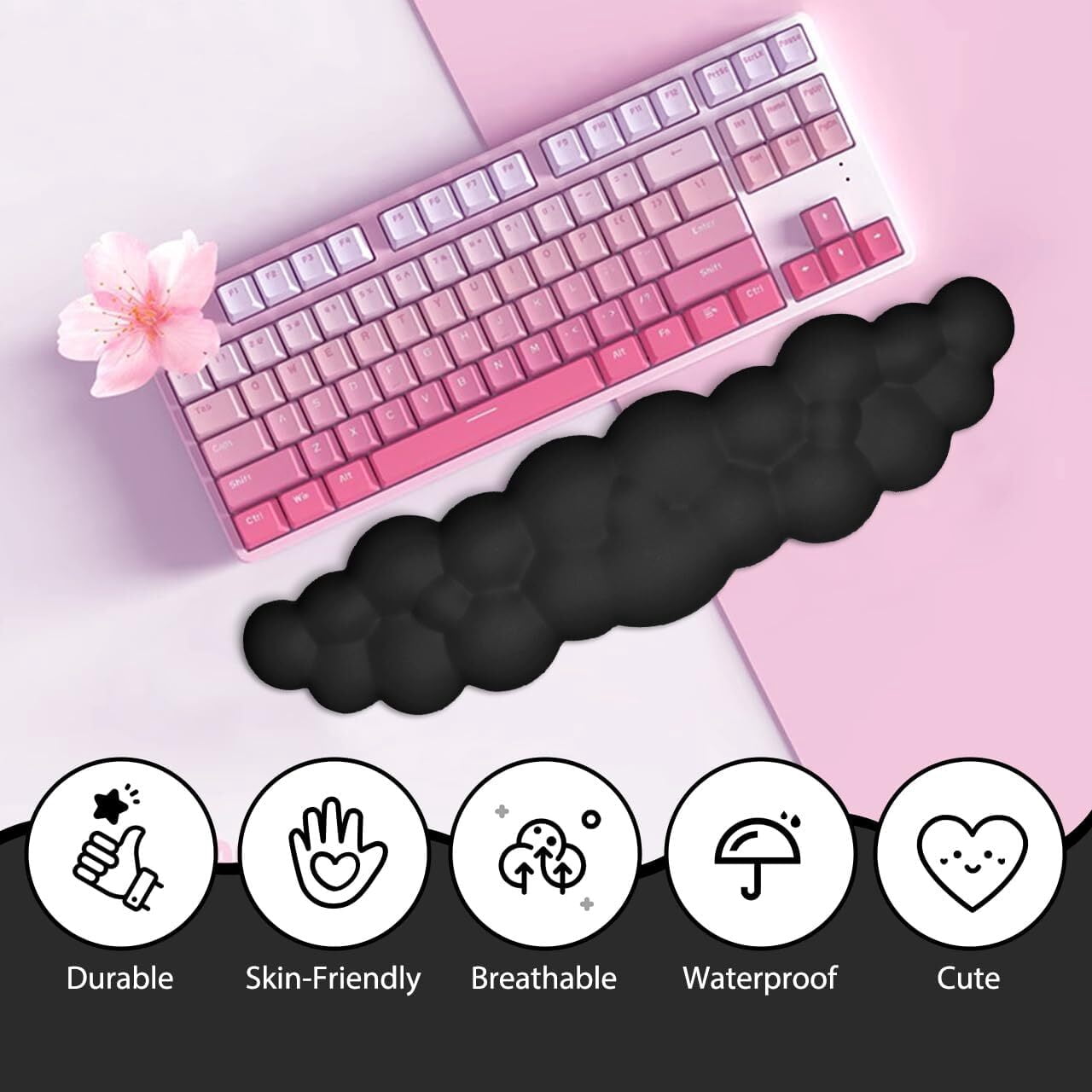 Cloud Wrist Rest,Cloud Mouse Pad With Wrist Rest,Ergonomic Mouse Pad Wrist Rest with Non-Slip Base For Keyboard and Mouse,Pain Relief