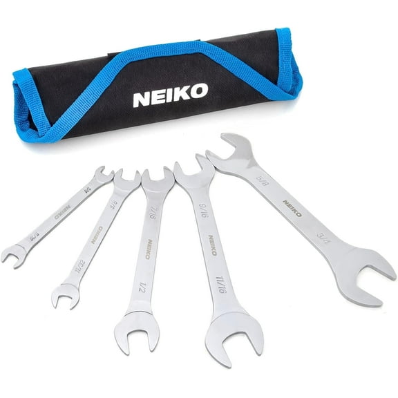 Neiko 03580A Super Thin SAE Wrench Set, 3-4mm Thick, 5 Piece, Double Open Ended, Standard Span, Slim Profile