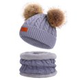 thumbnail image 1 of Toddler Wool Scarf And Hat Set Winter Twisted Double Pompom Knitted Hat,gray, 1 of 6