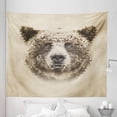 thumbnail image 1 of Bear Tapestry, Wild Animal Head with Hexagonal Dots Blurry Looking Portrait Vintage Geometric Modern, Fabric Wall Hanging Decor for Bedroom Living Room Dorm, 5 Sizes, Tan Brown, by Ambesonne, 1 of 1