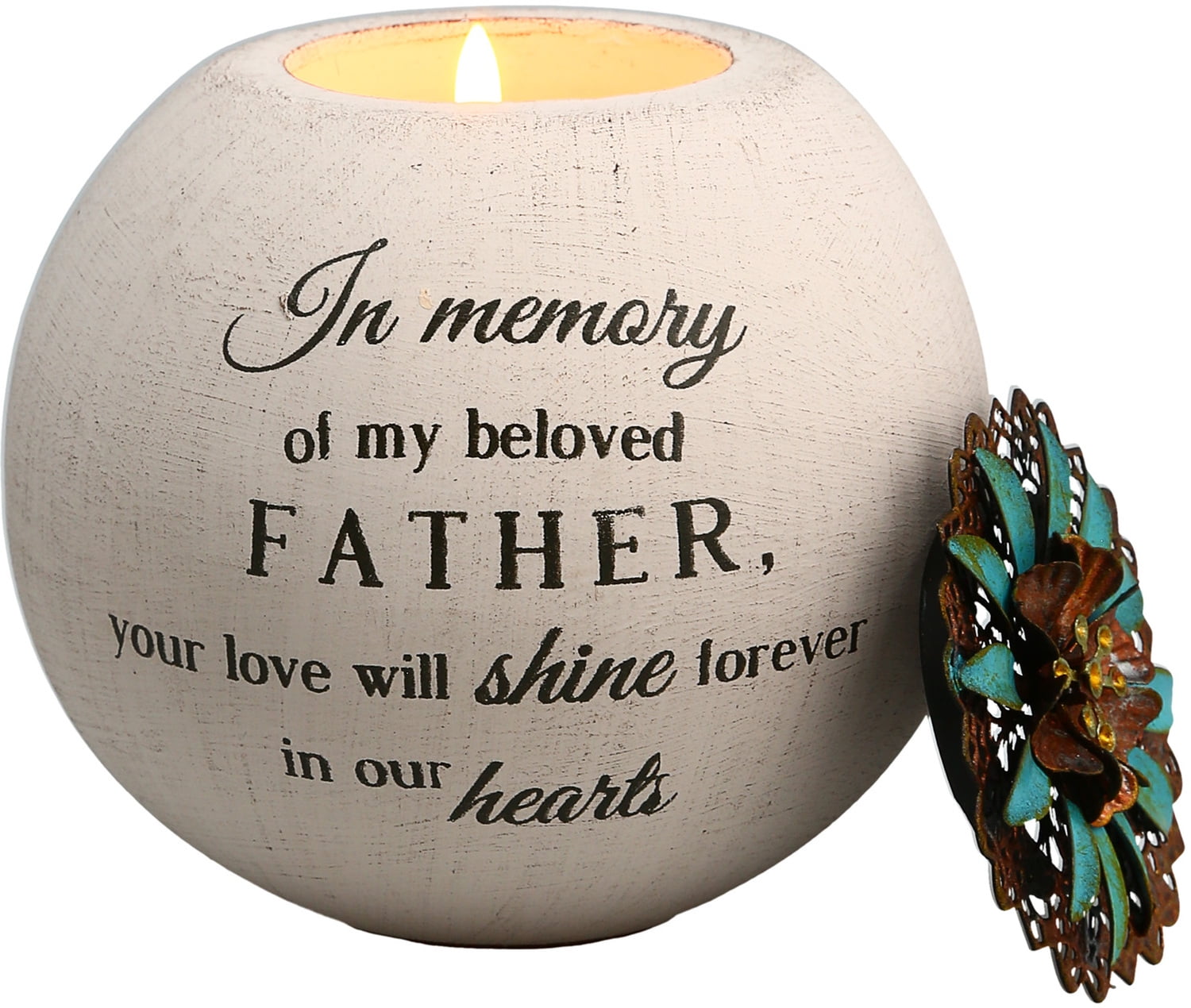 Personalised Engraved Cream Metal Tealight Holder with Forever in our Hearts Design Gift Boxed