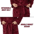 thumbnail image 4 of Enwphrey Men's Robe - Long Fleece Bathrobe with Belt, Soft Plush Fluffy, Warm & Cozy Robes for Men (Wine Red,S-M), 4 of 6