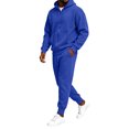 thumbnail image 3 of CCRFTGI Mens 2 Piece Tracksuit Casual Sports Zipper Pullover Hoodie with Joggers Fall Winter Travel Lounge Two Piece Set Royal Blue L, 3 of 6