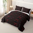 thumbnail image 3 of Erosebridal Cute Bowknot Twin Quilt Set for Boys Girls, Cartoon Love Heart Twin Coverlet Set, Black Red, 2-Piece, 3 of 7