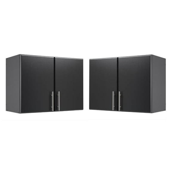 Home Square 2 Piece Stackable Wood Wall Cabinet Set in Black