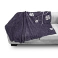 thumbnail image 3 of Dark Purple Soft Flannel Fleece Throw Blanket, Violet Background with Vines and Flower Illustrations Beauty in Simplicity, Cozy Plush for Indoor and Outdoor Use, 50" x 60", Quartz, by Ambesonne, 3 of 6