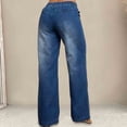 thumbnail image 4 of Avirosel Women's Baggy Wide Leg Jeans Elastic High Waist Drawstring Straight Leg Denim Pants Casual Denim Trousers with Pockets, 4 of 5