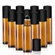 thumbnail image 1 of Your Oil Tools Paquete de 10 botellas de rodillo de aceite esencial Botella de vidrio ámbar vacía de 10 ml con bolas de rodillo de acero inoxidable con protector contra fugas y tapas negras para aceit, 1 of 1