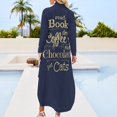 thumbnail image 2 of read books drink coffee eat chocolate pet cats Long Sleeved Shirt Dress women's clothing korea stylish Long veiled dresses, 2 of 6
