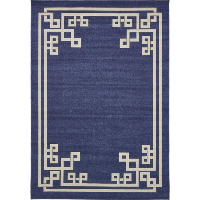 Unique Loom Athens Tribal Border Area Rug 8' x 11' 4 Rectangular Navy Blue/Beige
