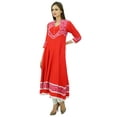 thumbnail image 4 of Bimba Classic Solid Maxi Dress Long Rayon Kurti Party Wear Indian Ethnic Kurta, 4 of 6