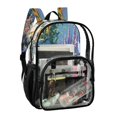 thumbnail image 2 of Large Clear PVC Backpack Heavy Duty See Through Backpack for Adults Work Travel, Sunflower Garden Printed 12L, 2 of 8