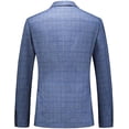 thumbnail image 3 of nipocaio Men's 3 Piece Suits Slim Fit Tweed Suit Plaid Slim Fit Mens Suits One Button Suit Tuxedo Set (Light Blue, L), 3 of 5