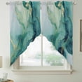 thumbnail image 5 of Abstracts Marble Swag Valances for Windows 2 Pack Teal Green Ombre Stone Glod Crack Texture Swag Kitchen Curtains 36 Inches Long Rod Pocket Short Window Treatment for Kitchen Bathroom 36"x36", 5 of 9