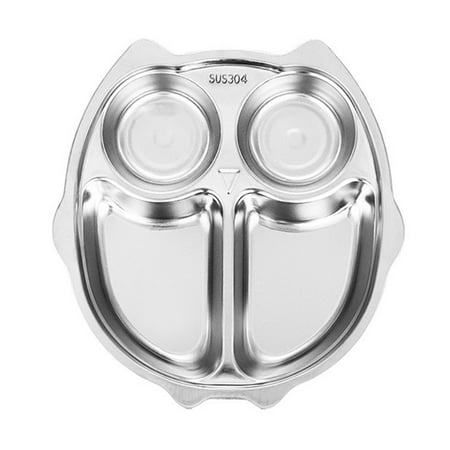 

JUNTEX Stainless Steel Divided Plate Cute Cartoon Dinner Tray Lunch Container Platter
