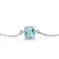 thumbnail image 3 of Gem Stone King 925 Sterling Silver Sky Blue Topaz Solitaire Bracelet for Women (1.10 Cttw, Cushion Checkerboard Cut 6MM), 3 of 5