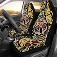 thumbnail image 1 of ABPHQTO Juego de 2 fundas para asientos de coche con diseño de calavera y flores, protector universal para asientos delanteros de coche, apto para coche, SUV, sedán, camión, 1 of 3