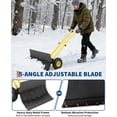 thumbnail image 6 of Lumiparty Snow Shovel with Wheels, Heavy Duty Double Rod Wheeled Snow Pusher with 29"W X 16.5"H Metal Blade, Angle & Height Adjustable Handle for Driveway Sidewalk Yard, Yellow, 6 of 7