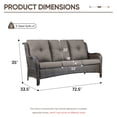 thumbnail image 2 of Giantfurnni Outdoor Wicker 3-Seater Deep Seat Rattan Sofa with Removable Cushion, Patio, Balcony, Deck Furniture, 2 of 9