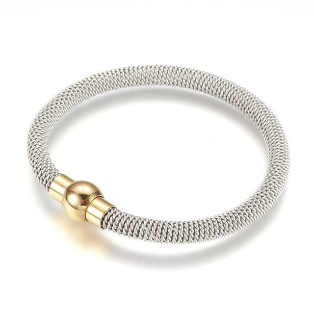 304 Stainless Steel Bracelets with Magnetic Clasps Golden & Stainless Steel Color 7-1/2 inch(190mm)