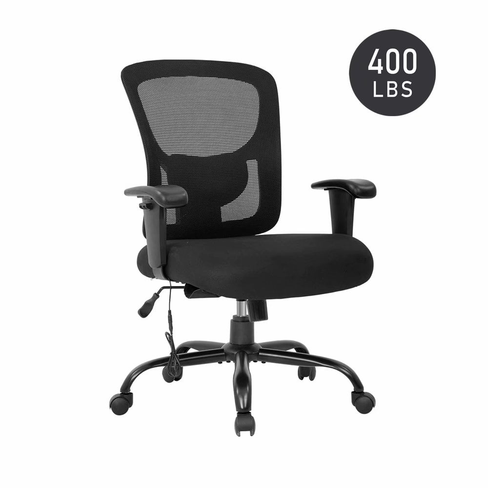 Bigroof Office Chair, 400 lbs Task Office Chair Ergonomic Wide Seat Mesh with Massage Lumbar