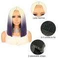 thumbnail image 6 of Unique Bargains Lace Front Wigs for Women 14" Blonde Gradient Purple Medium Long Straight Hair with Wig Cap, 6 of 6