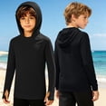 thumbnail image 2 of Hooded Rash Guard Fishing Shirt for Boys Girls, UPF 50+ Kids Long Sleeve Sun Hoodie, Youth UV Protection Beach Swim Shirts with Thumb Hole, 2 of 8