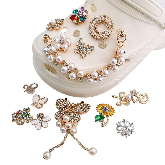 Pinkiou Crocs Accessories Charms for Women and Girls, Bling Shoe Crocs Charms Pack, Jewels Shoe Decoration, Cool Diamond Croc Pins for Adults, 14Pcs