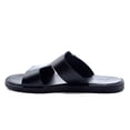 thumbnail image 2 of Men's 69213 Leather Slip On Open Toe Chunky Strap Slides Flip Flop Dress Sandals, Black, 9, 2 of 3