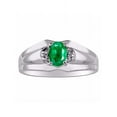 thumbnail image 1 of RYLOS Mens Rings Sterling Silver Classic Design 7X5MM Oval Gemstone & Diamond  Emerald May Birthstone Ring Size 10, 1 of 6