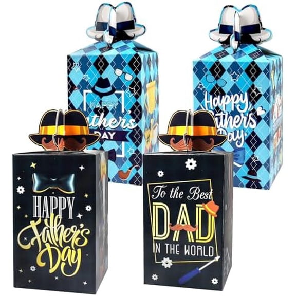 12pcs Fathers Day Gift Boxes for Dad Happy Father's Day Candy Gift Wrap for Men Papa Grandpa Father's Day Party Supplies for Dad Birthday Theme Party,Anniversary Decorations,Black and Blue