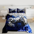 thumbnail image 2 of Feelyou Modern Game Gamer Full Size Comforter Sets, Honeycomb Gamepad Blue Bedding Comforter Set, Teens Kids Boys Girls Reversible Bedding Sets, Ultra Soft Bedroom Decor, 3pcs, 2 of 8