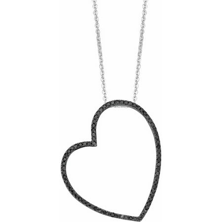 0.41 Carat T.W. Diamond Black Rhodium-Plated Sterling Silver Large Stackable Sideways Heart Pendant