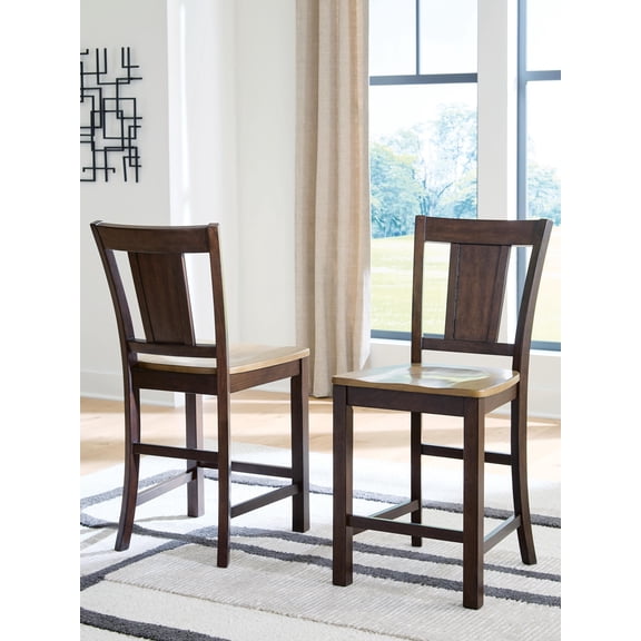 Signature Design by Ashley Sharlander Counter Height Barstools, Set of 2, Light Brown and Dark Brown Finish