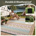 thumbnail image 4 of SIXHOME Outdoor Rug 6'x9' Waterproof Reversible Patio Rug Boho Geometric Indoor Outdoor Rugs Lightweight Plastic Straw Ourdoor Carpet for RV Camping Deck Balcony Modern Porch Decor Orange and Pink, 4 of 7