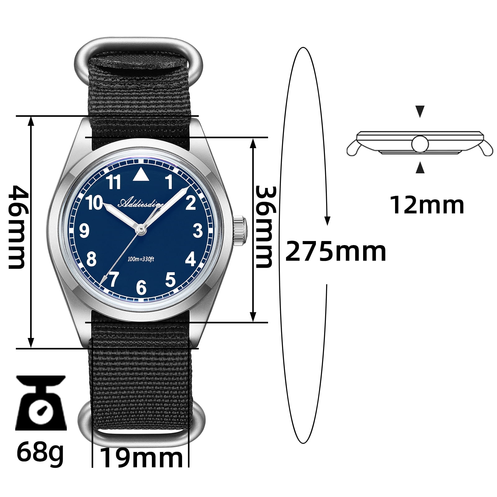 ADDIESDIVE Men's Diver Watch - 36mm Japanese VH31 Quartz Watch, 316L Stainless Steel, 100m Waterproof, Analog Watches with Luminous Military Style for Men