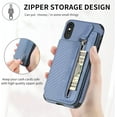 thumbnail image 5 of Phone Case for iPhone Xs Max Wallet Cover with Tempered Glass Screen Protector and Zipper Credit Card Holder Stand Leather Cell i X XR Xsmax 10x SX Xmax 10xs 10s 10 Plus Xmaxs Women Men Blue, 5 of 7